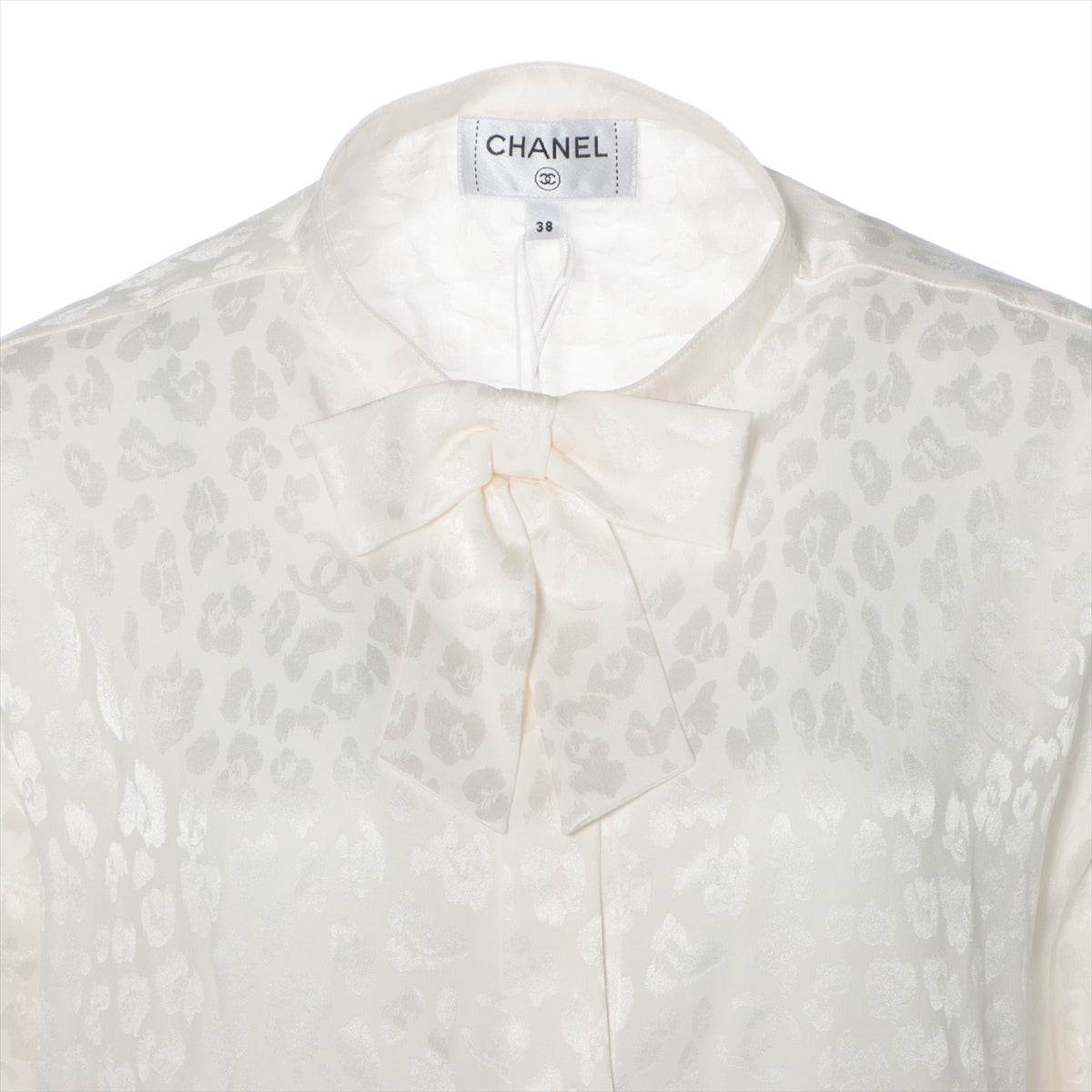Chanel Coco Button Silk Blouse 38 Ladies' White  P75261V66669