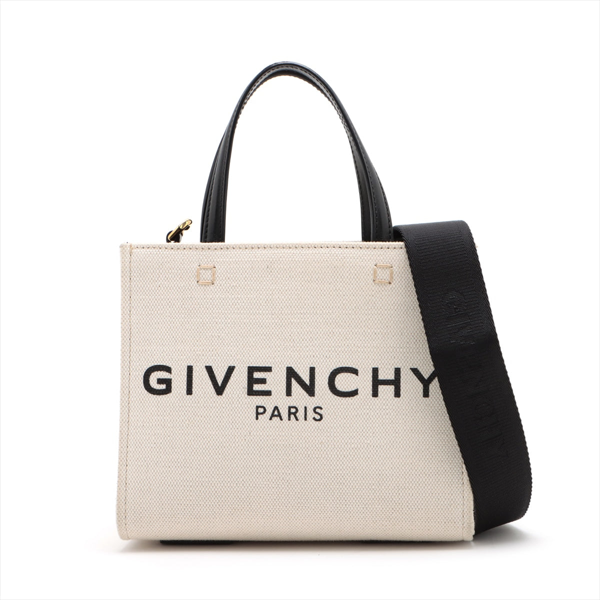 Givenchy Logo G tote mini canvas 2way handbag black x beige