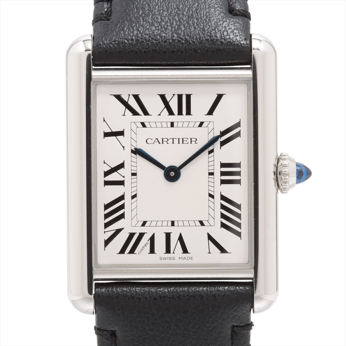Cartier Tank mast WSTA0059 SS & Leather QZ Silver-Face