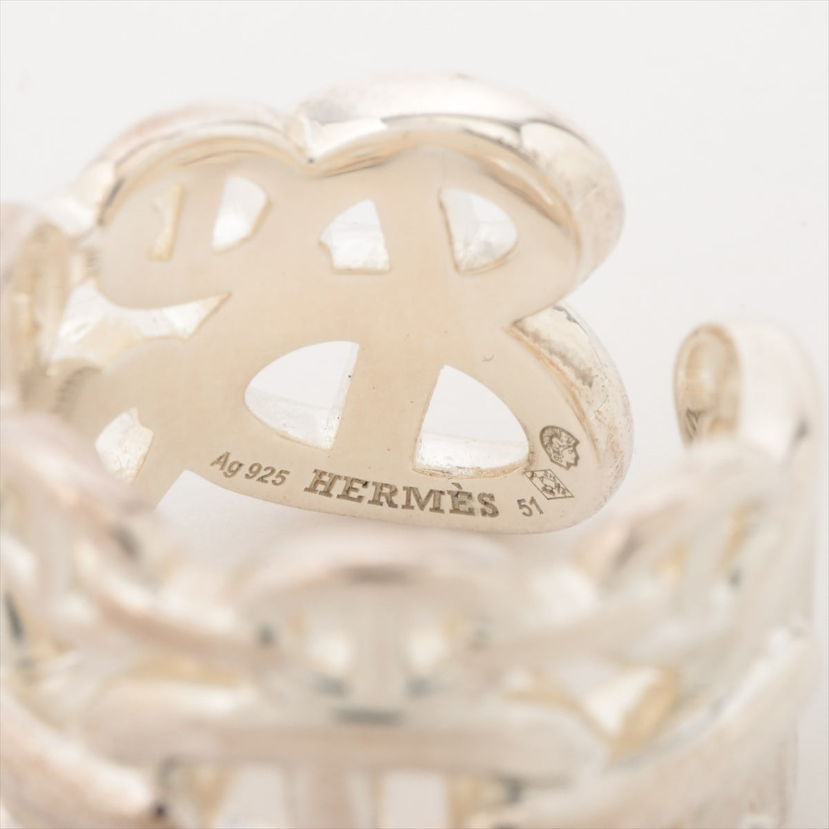 Hermès Chaîne d'Ancre Enchainee GM rings 51 925 13.8g Silver