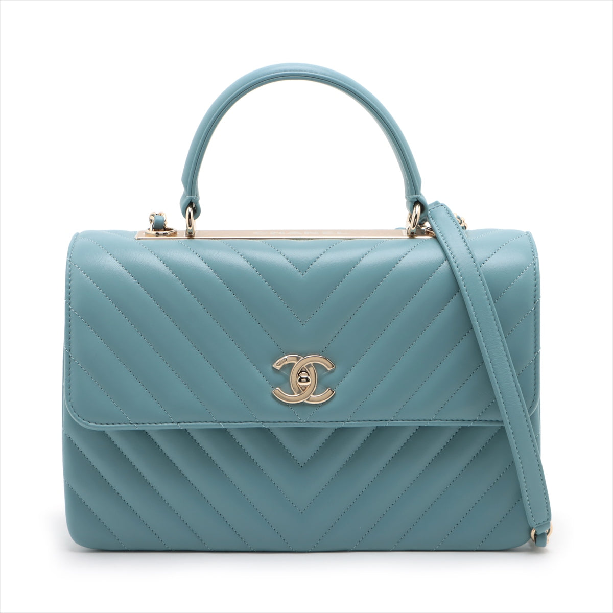 Chanel V Stitch Lambskin 2way handbag Blue Gold Metal fittings 25XXXXXX