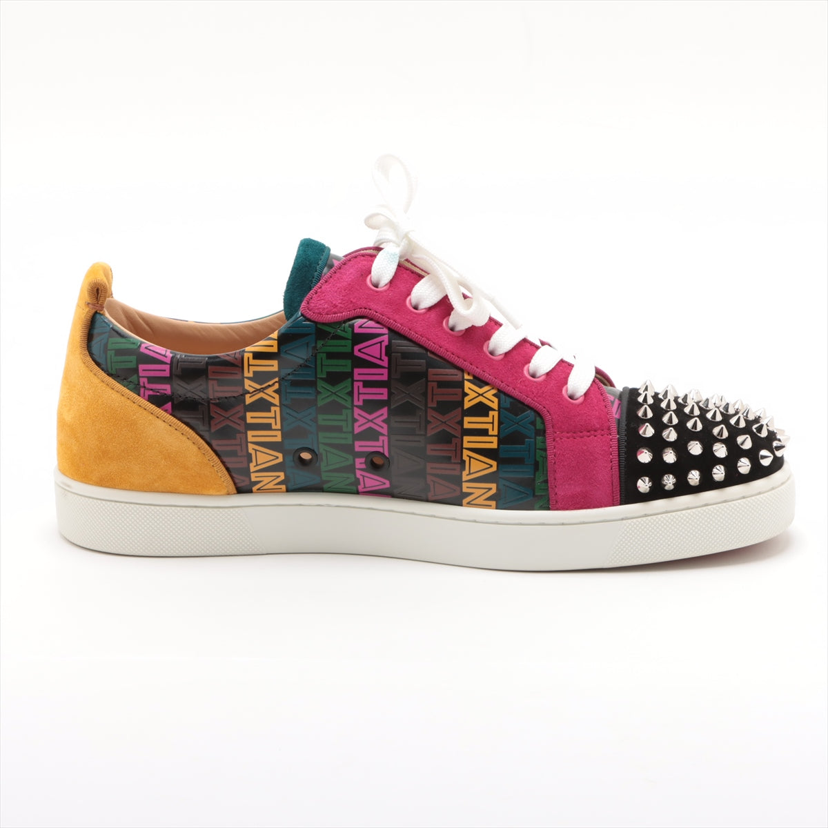Christian Louboutin Leather & Suede Sneakers 42 1/2 Men's Multicolor LOUIS JUNIOR SPIKES ORLATO Spike Studs Replacement Laces Included