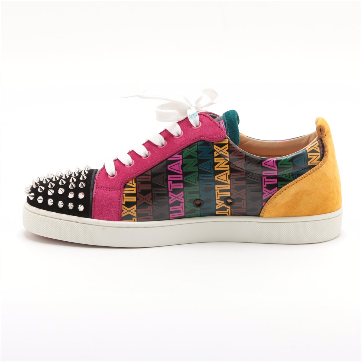 Christian Louboutin Leather & Suede Sneakers 42 1/2 Men's Multicolor LOUIS JUNIOR SPIKES ORLATO Spike Studs Replacement Laces Included