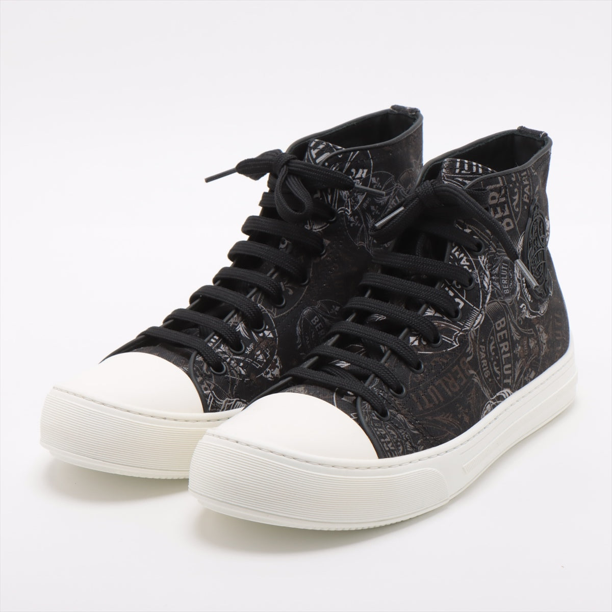 Berluti Canvas & leather High-top Sneakers 8 Men's Black 5040 playgrounds