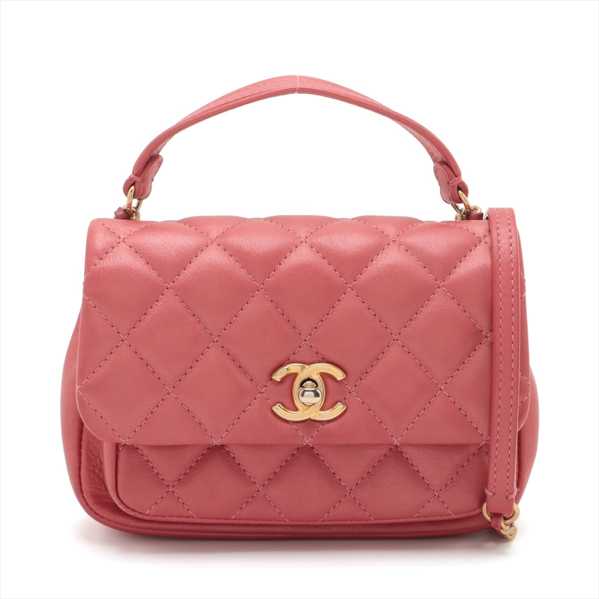 Chanel Matelasse Leather 2way handbag Pink Gold Metal fittings 28th