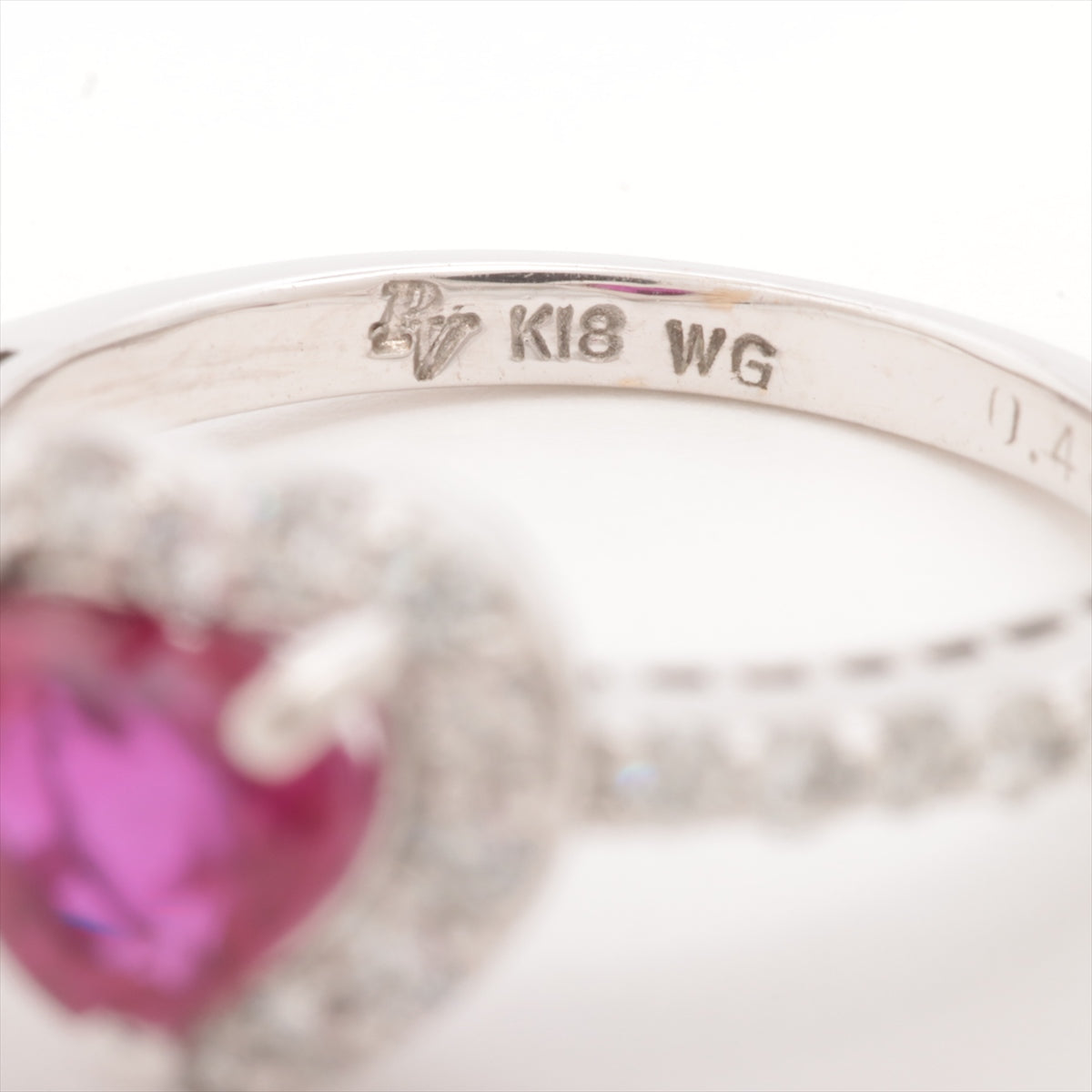 Ponte Vecchio Ruby diamond rings K18WG 3.3g R1.09 0.43