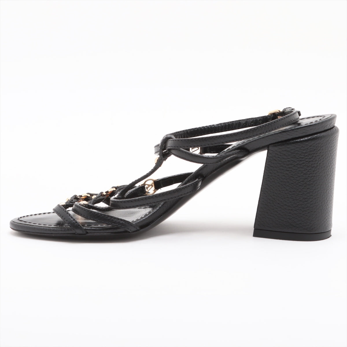 Louis Vuitton Leather Sandals 36.5 Ladies' Black Roma line