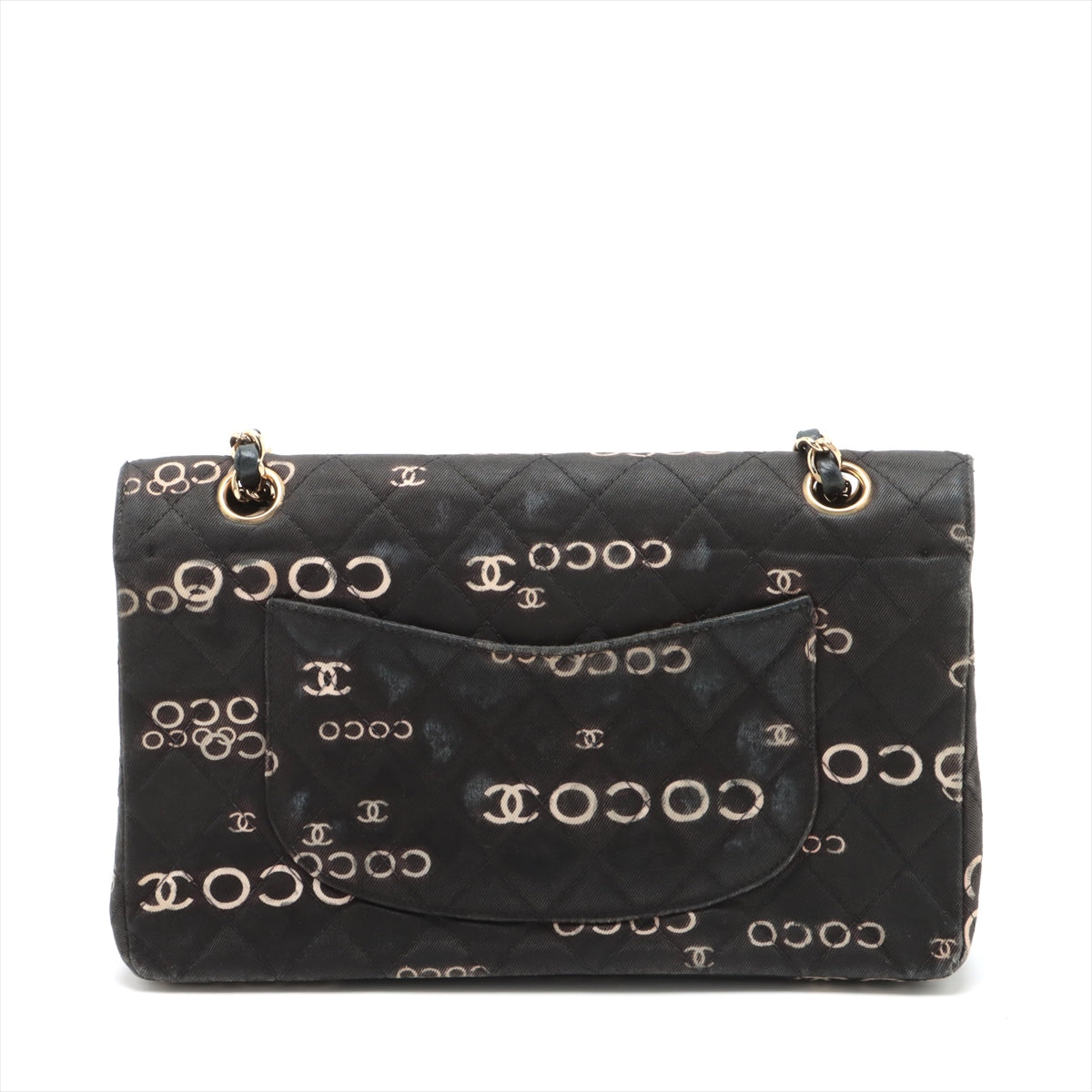 Chanel Matelasse canvas Double flap Double chain bag Black Gold Metal fittings 7XXXXXX
