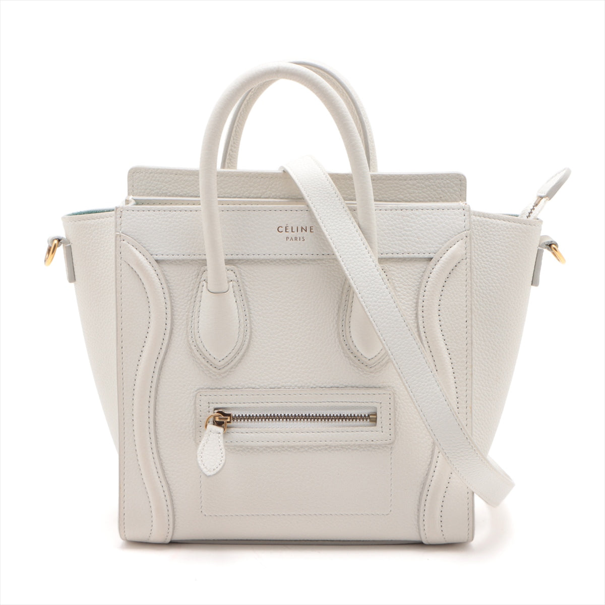 CELINE Luggage Nano shopper Leather 2way handbag White