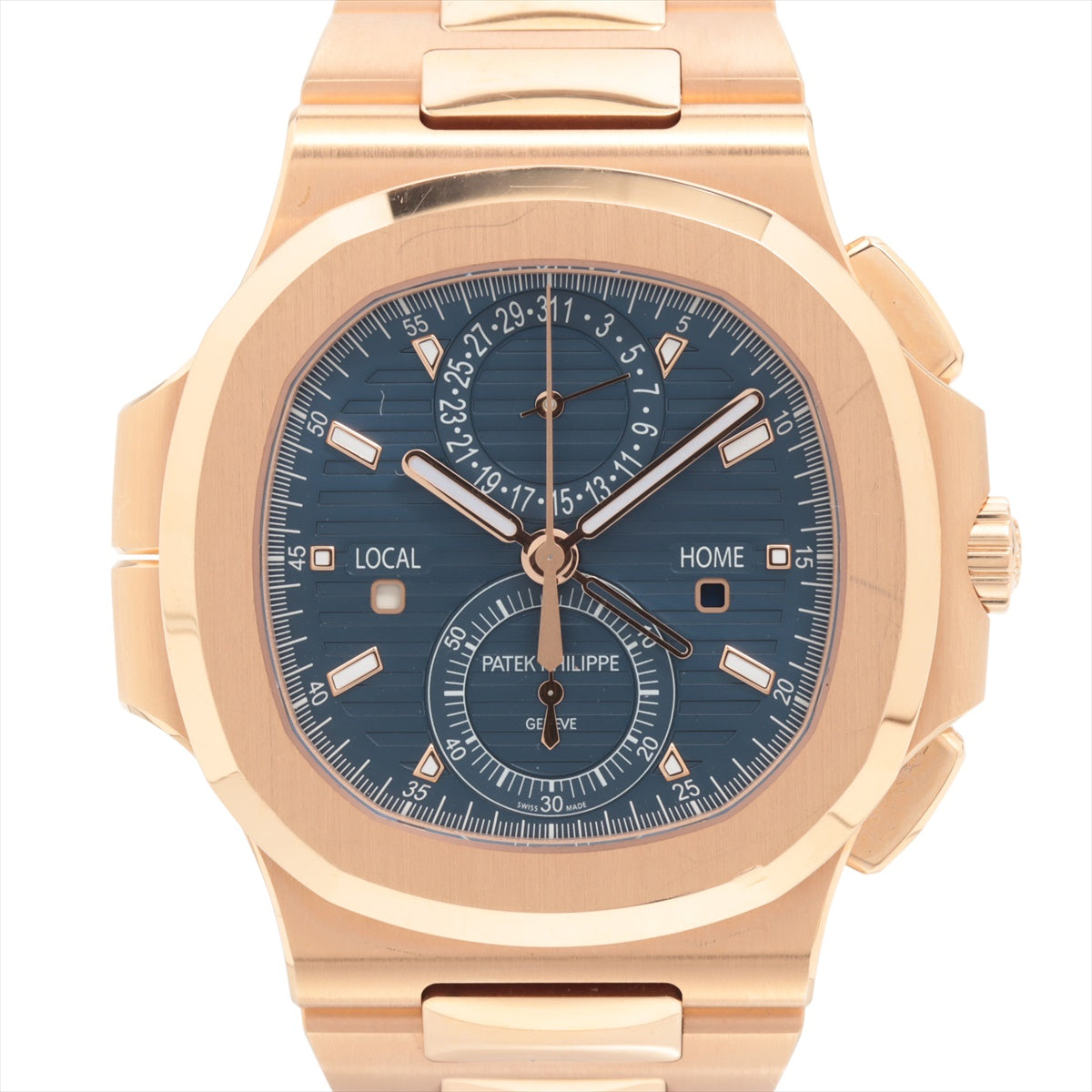Patek Philippe Nautilus Travel Time Chronograph 5990/1R-001 RG AT Blue-Face Extra-Link 5