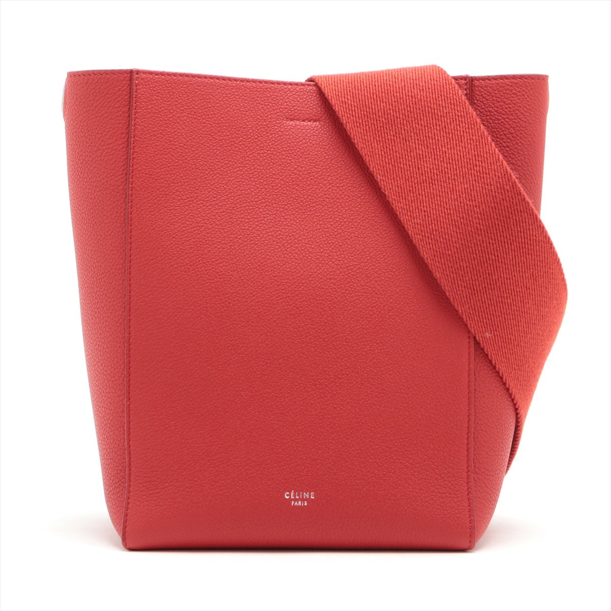 CELINE Sangle bucket small Leather Shoulder bag Red