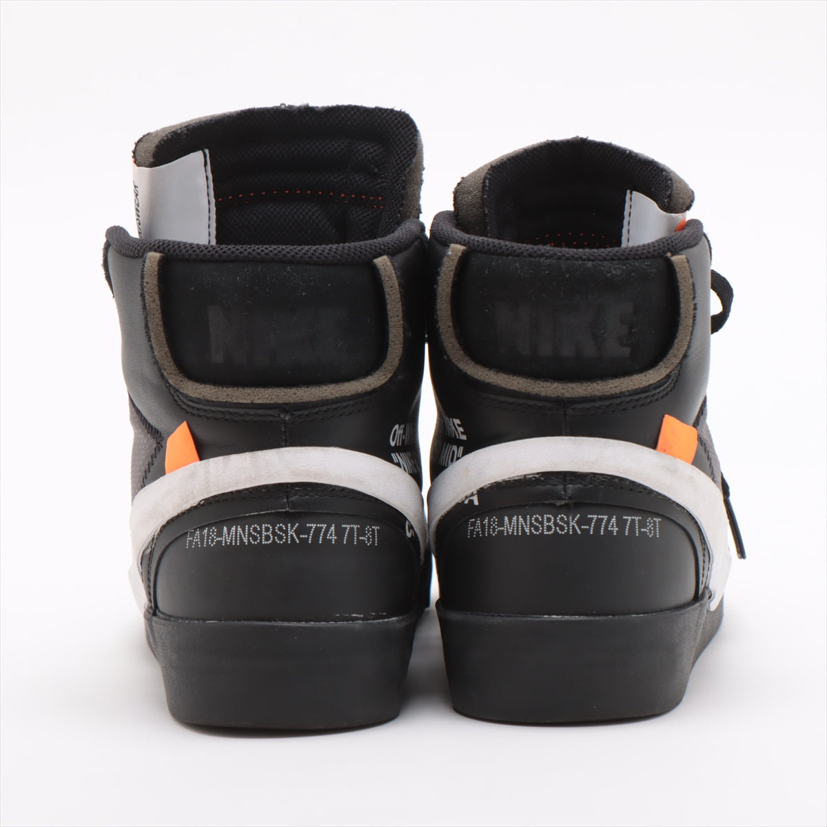 NIKE × OFF-WHITE Leather x fabric High-top Sneakers 25.5cm Men's Black x Gray AA3832-001 THE 10 BLAZER STUDIO MID Band missing