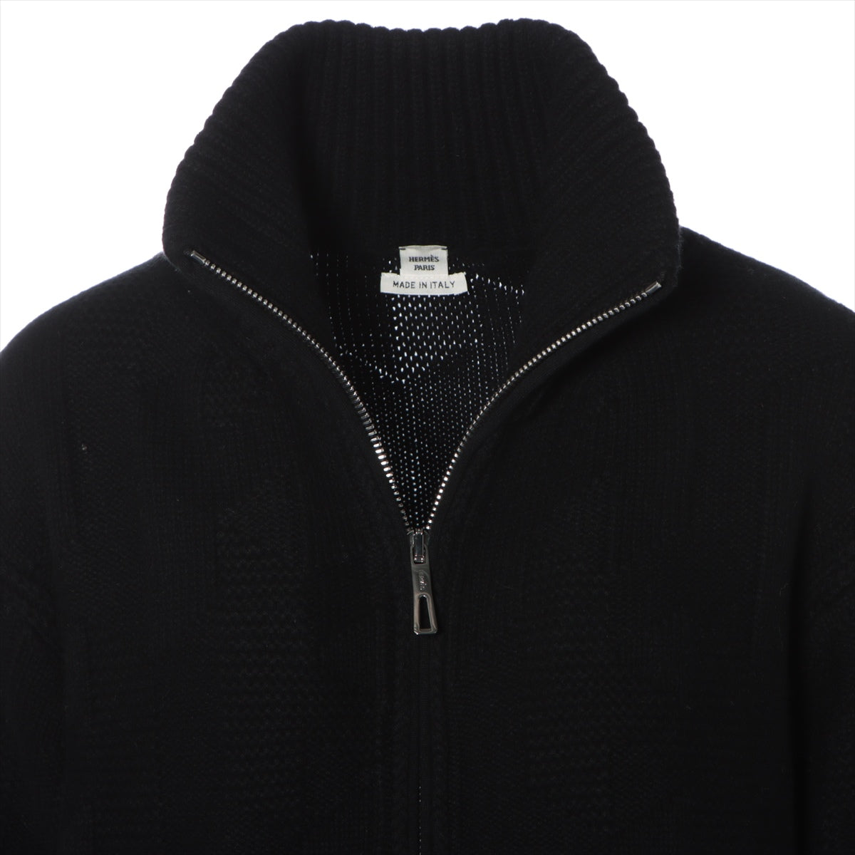 Hermès Wool & Nylon Knit jacket 38 Ladies' Black  46-7735 driver's knit