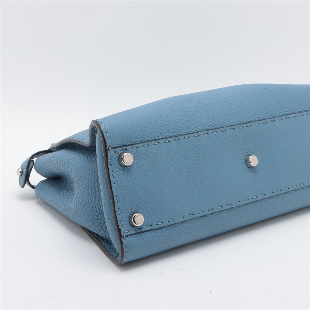 Fendi PEEKABOO REGULAR Selleria Leather Hand bag Blue 8BN290