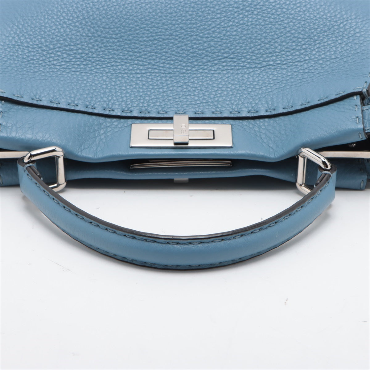 Fendi PEEKABOO REGULAR Selleria Leather Hand bag Blue 8BN290