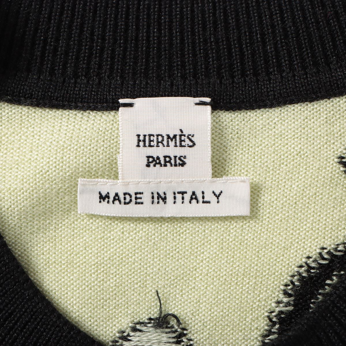 Hermès Serie Cashmere & Silk Cardigan 36 Ladies' Green x black  27-7714 2H2703D8