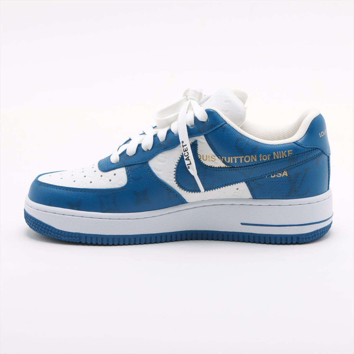 Louis Vuitton x Nike AIR FORCE 1 22 years Leather Sneakers 6 1/2 Men's Blue x white MS0232 Monogram Is there a replacement string