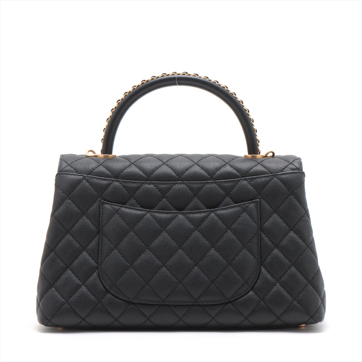 Chanel Coco handle 29 S Caviarskin 2way handbag Black Gold Metal fittings A92991