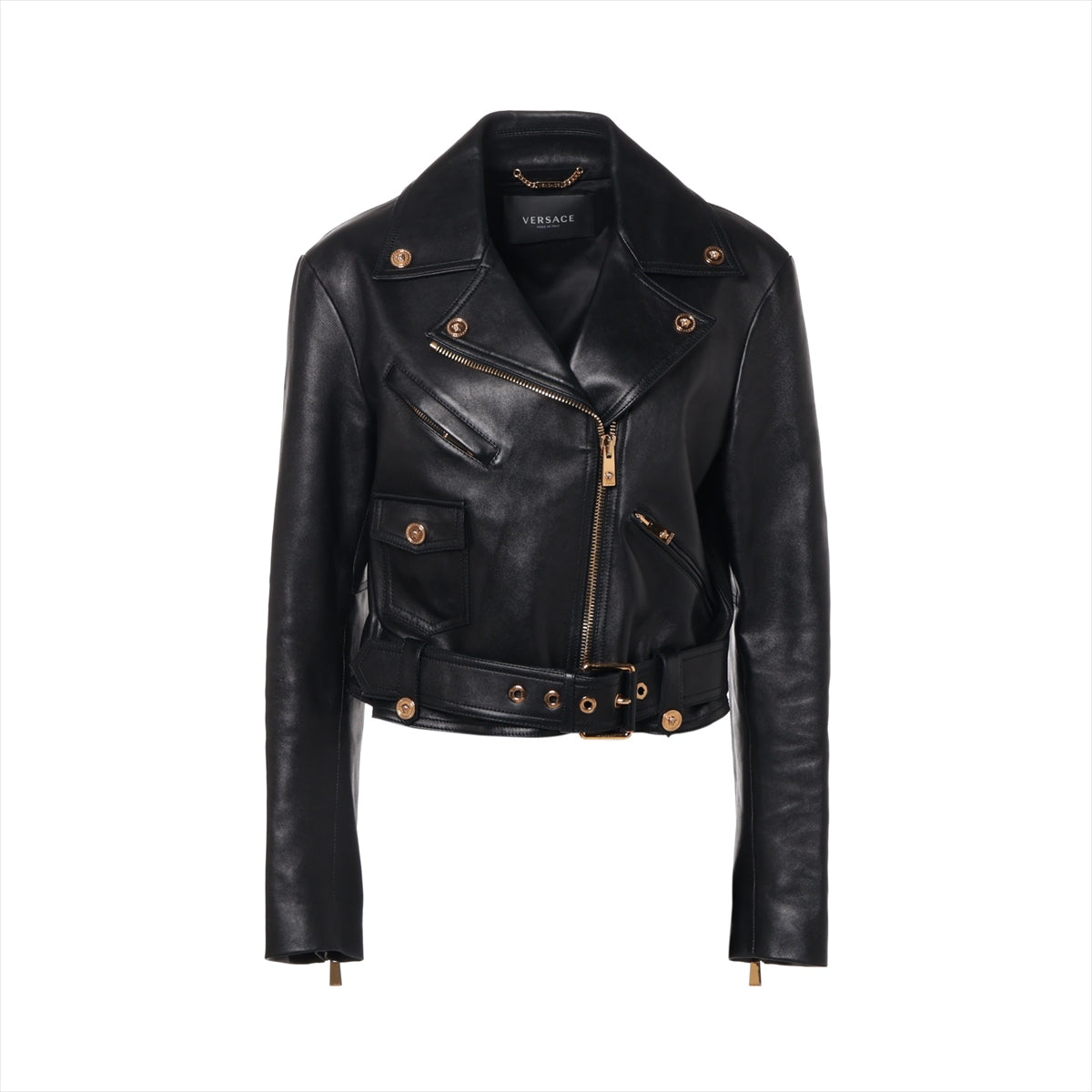 VERSACE Medusa Lam Leather jacket 40 Ladies' Black  1005845