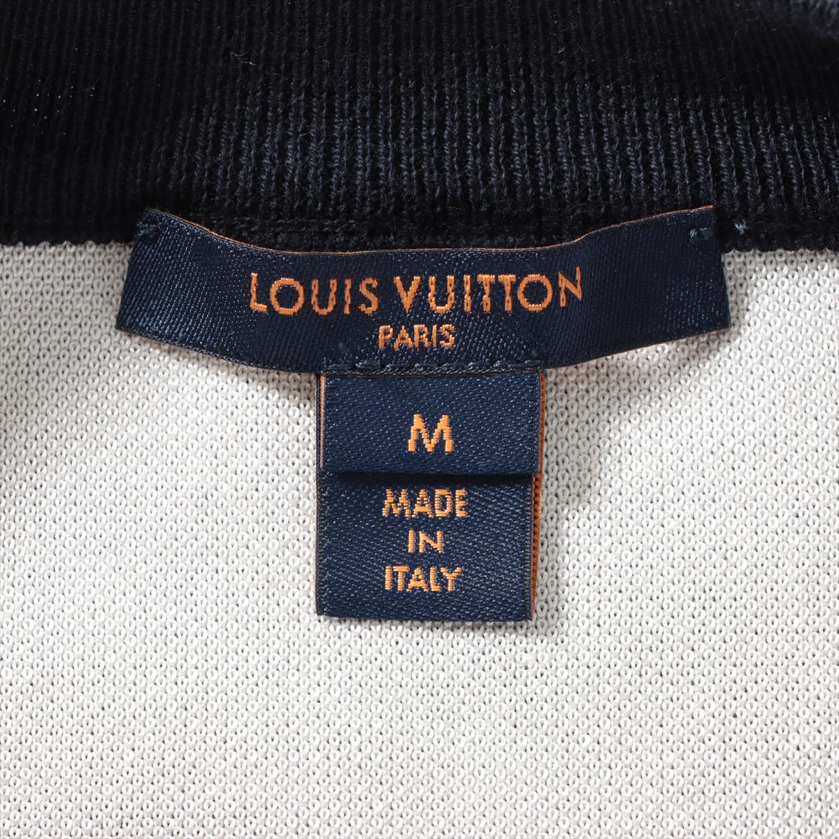 Louis Vuitton 22AW Cotton & silk Cardigan M Ladies' Navy x white  RW222J  Monogram Flower Marinière borders