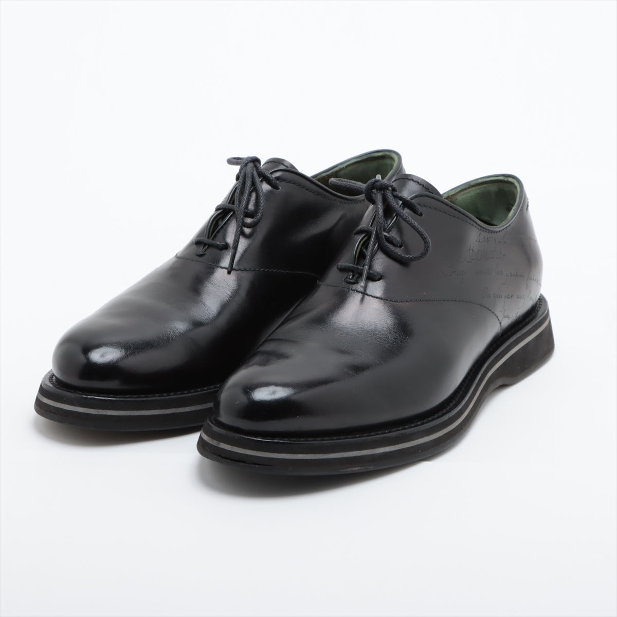Berluti Leather Leather shoes 10 Men's Black Calligraphy Comes with genuine shoe tree