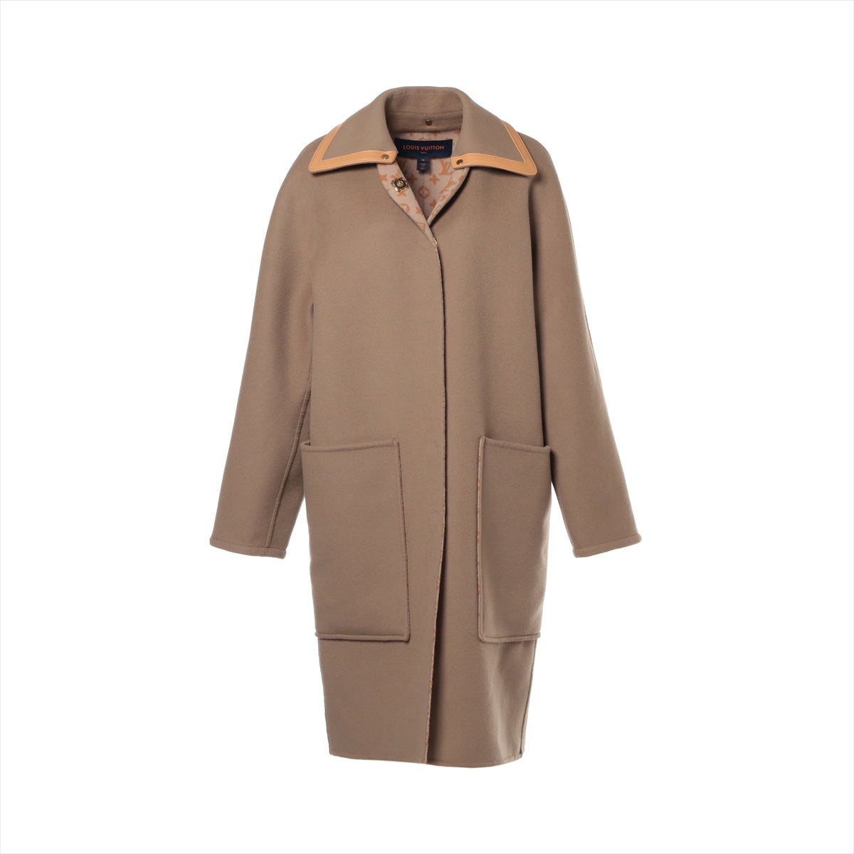 Louis Vuitton 23AW Wool & silk coats 36 Ladies' Brown  removable color double face coat RW232W Removable collar