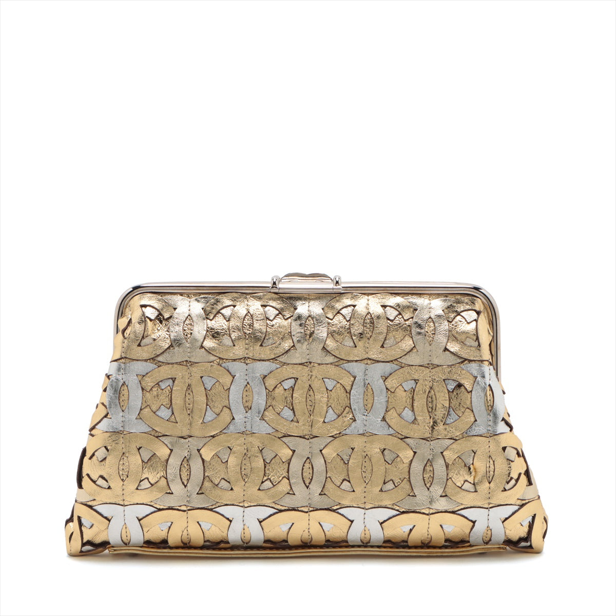 Chanel Coco Mark Leather Clutch bag Gold × Silver Silver Metal fittings 12XXXXXX