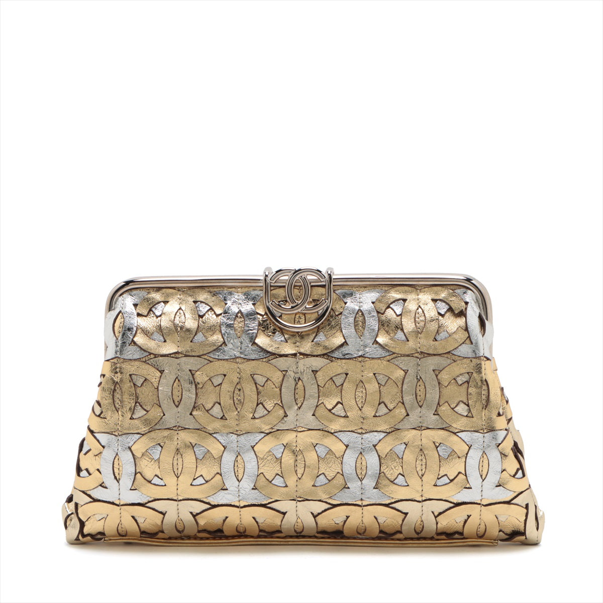 Chanel Coco Mark Leather Clutch bag Gold × Silver Silver Metal fittings 12XXXXXX