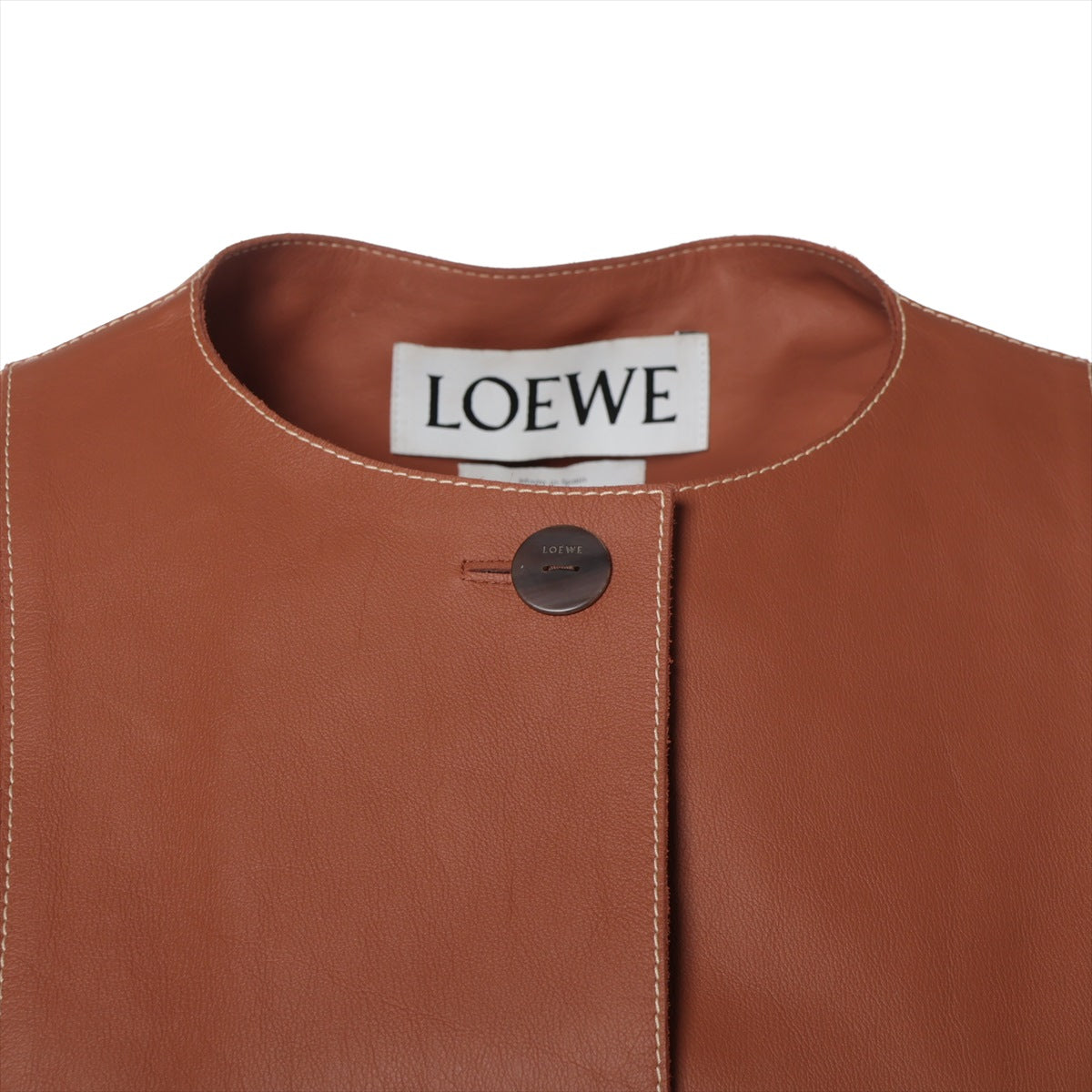 Loewe Calfskin Leather jacket 36 Ladies' Brown  No color stitched design