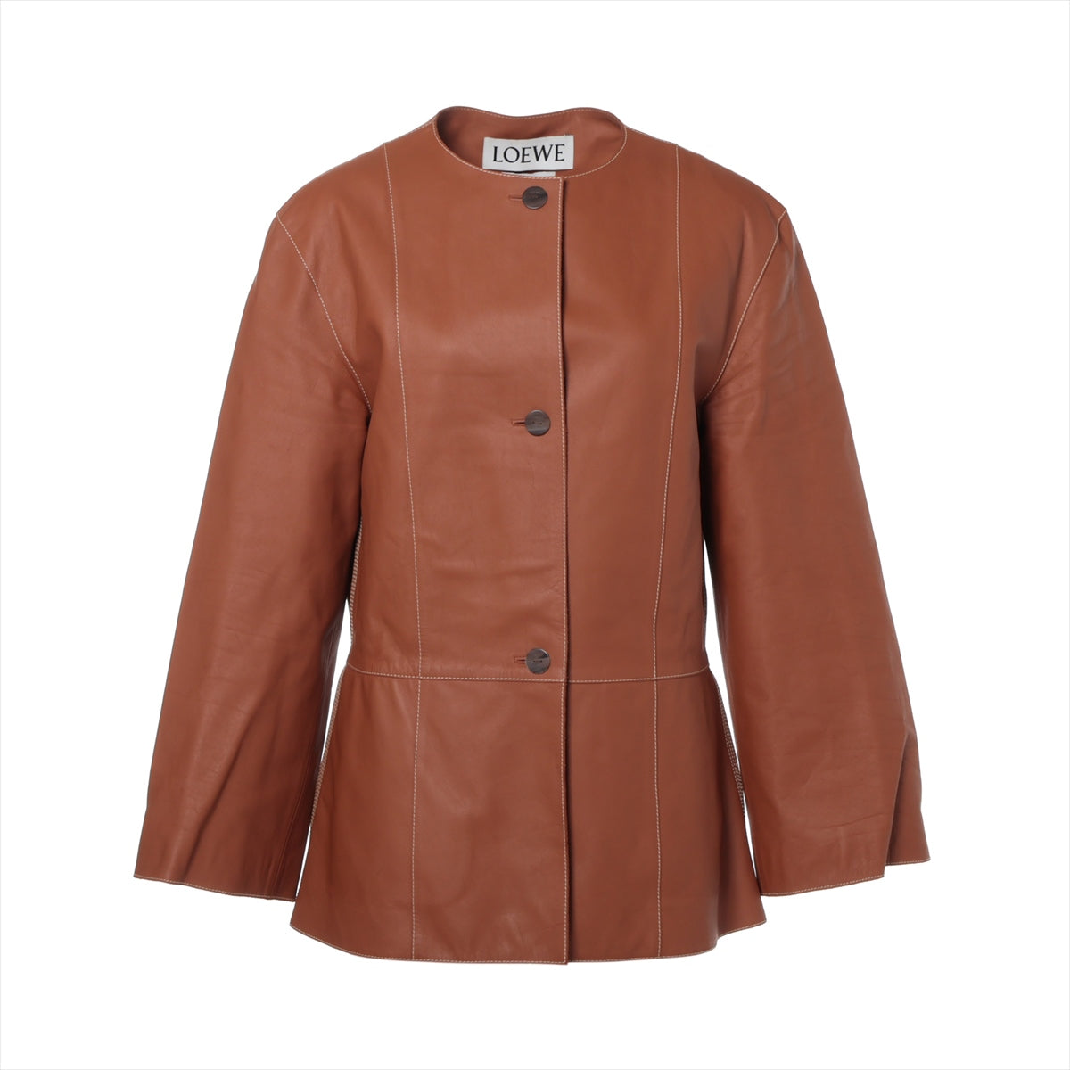 Loewe Calfskin Leather jacket 36 Ladies' Brown  No color stitched design