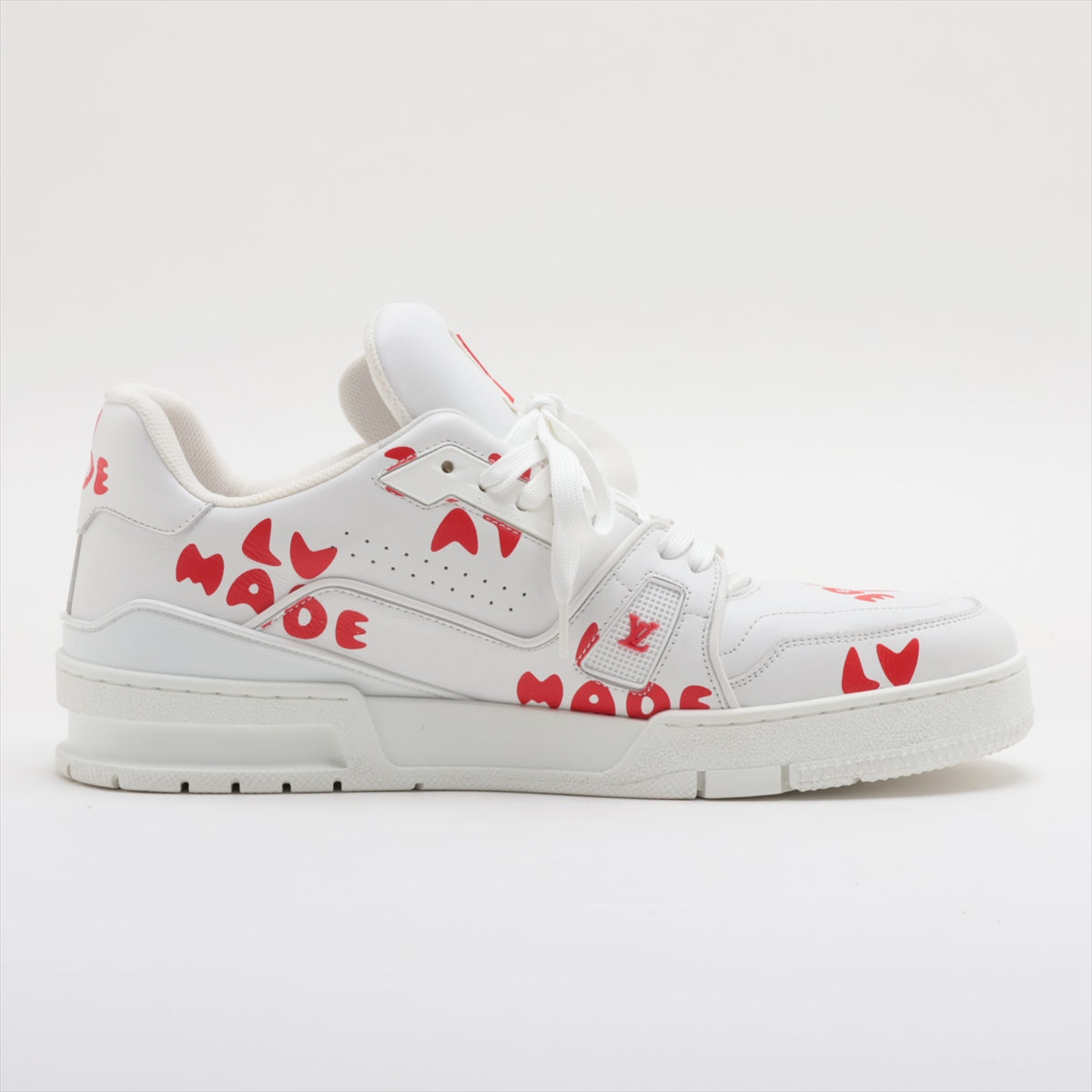 Louis Vuitton x Nigo LV Trainer Line 21 years Leather Sneakers UK8 1/2 Men's Red x white FD0291