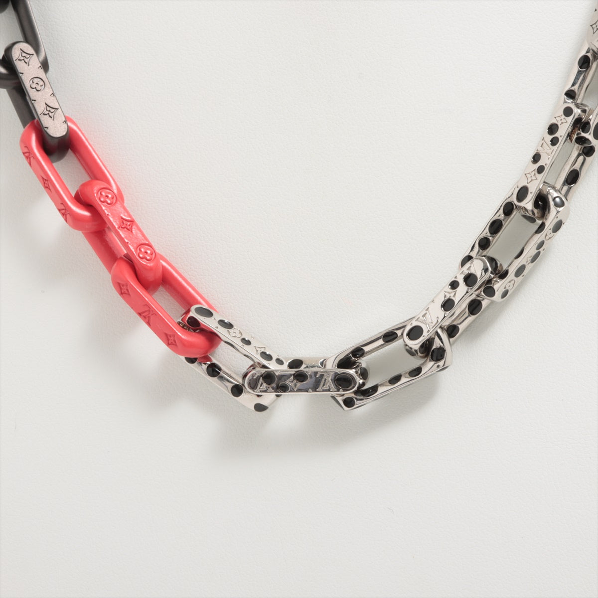 Louis Vuitton x Yayoi Kusama LE4262 Necklace metal Black x red M01087  LV×YK Collier monogram chain Infinity dots