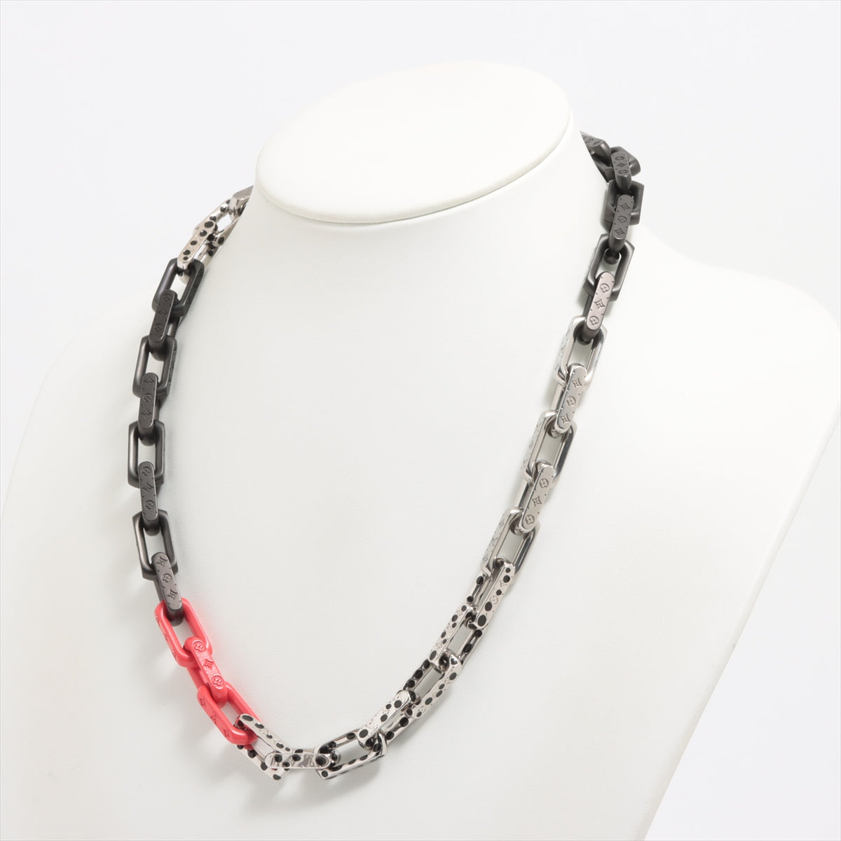 Louis Vuitton x Yayoi Kusama LE4262 Necklace metal Black x red M01087  LV×YK Collier monogram chain Infinity dots