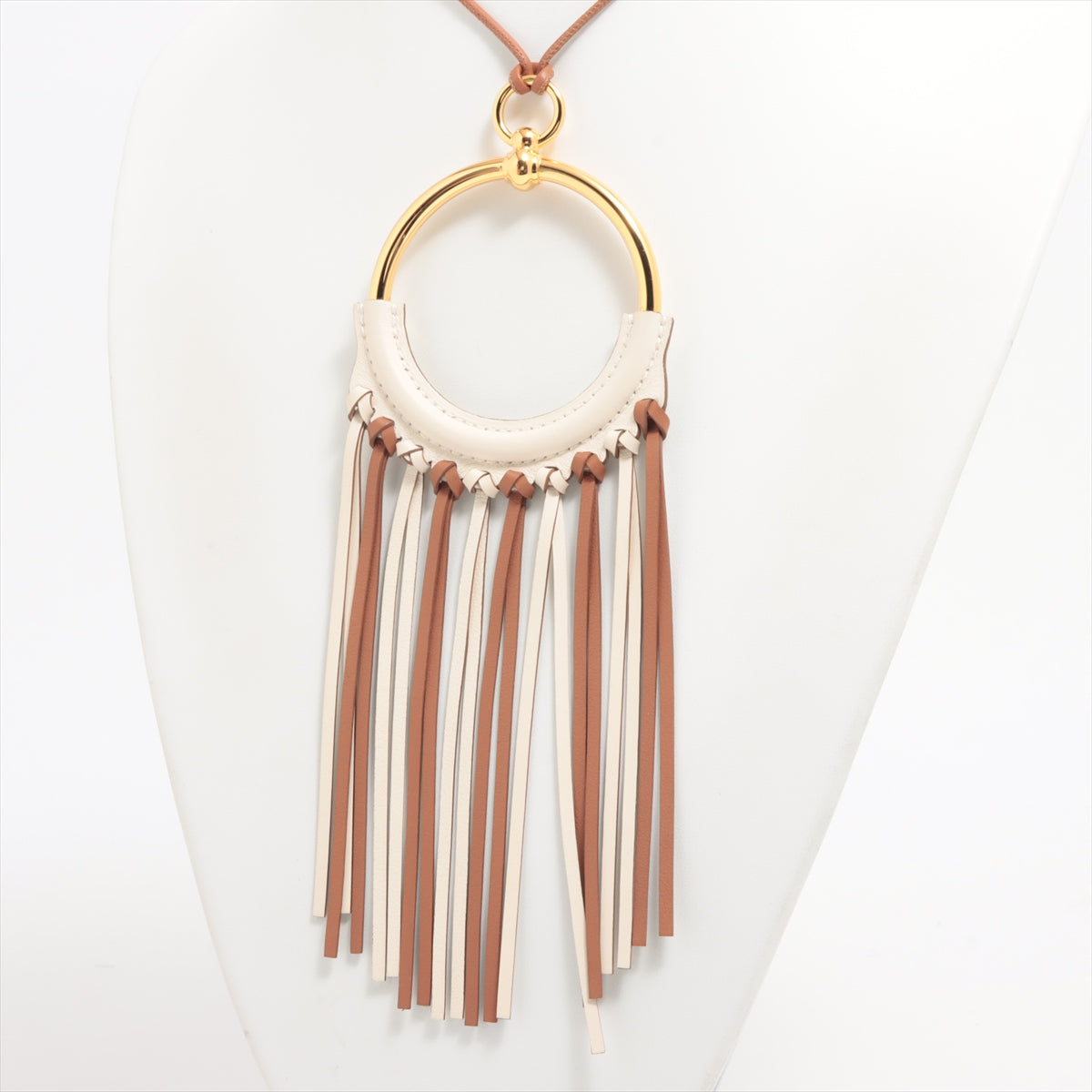 Hermès Pendant GP & Leather Gold x Nata Loop Anate Necklace