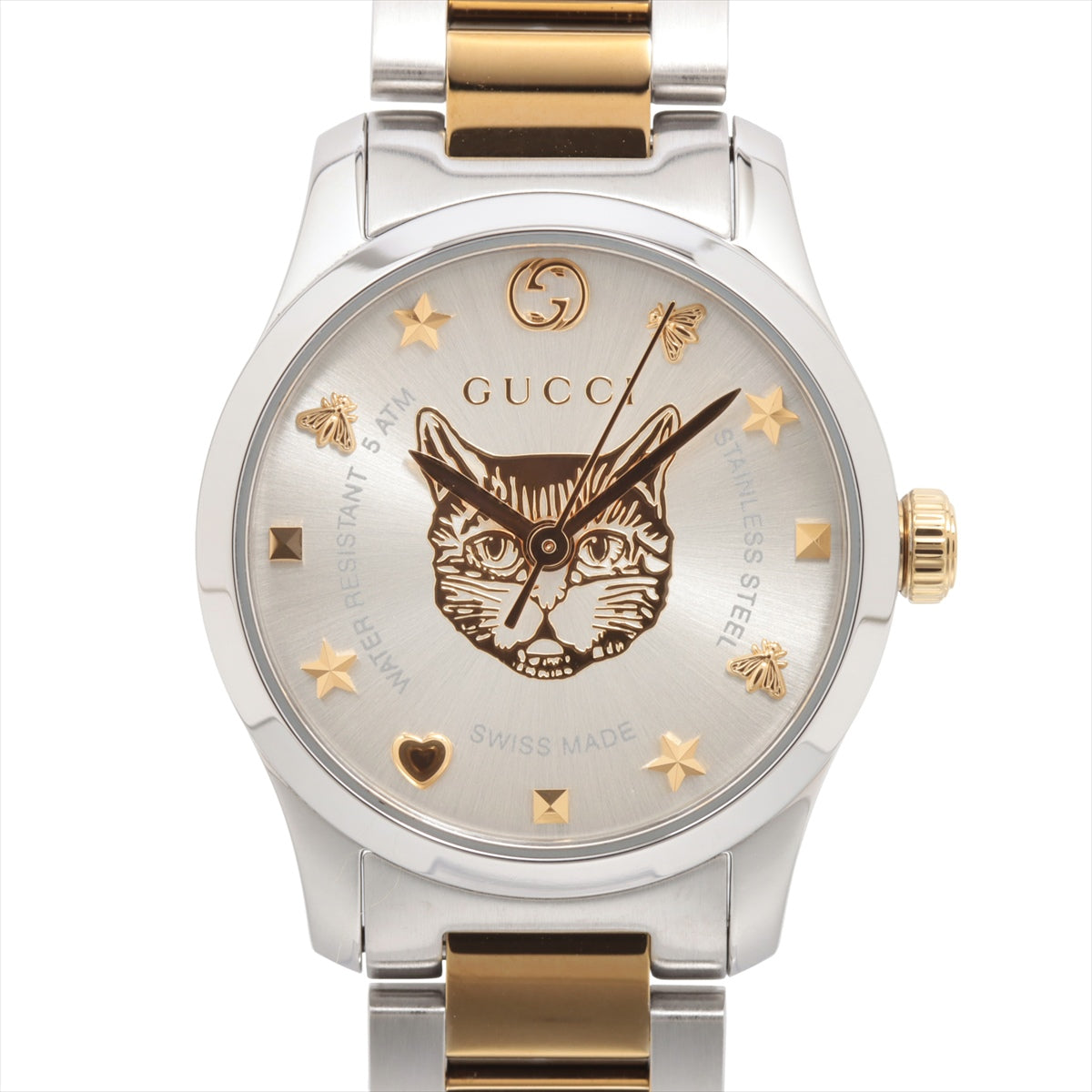 Gucci G-Timeless YA1264074 SS×GP QZ Champagne-Face