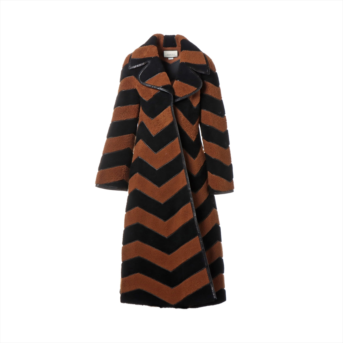 Gucci Lam Long coat 40 Ladies' Black × Brown  624481