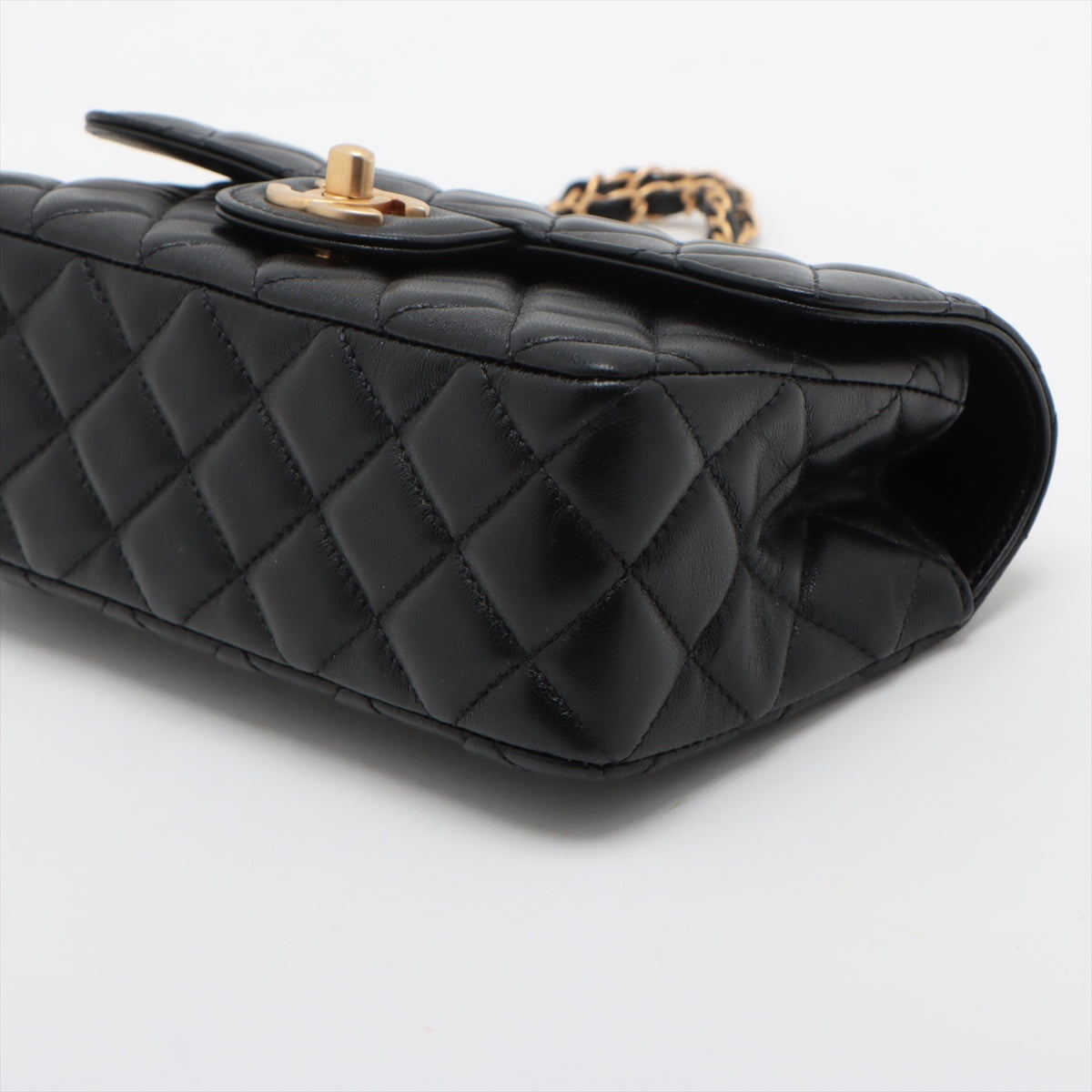 Chanel Matelasse Lambskin 2way shoulder bag Top handle Black Gold Metal fittings