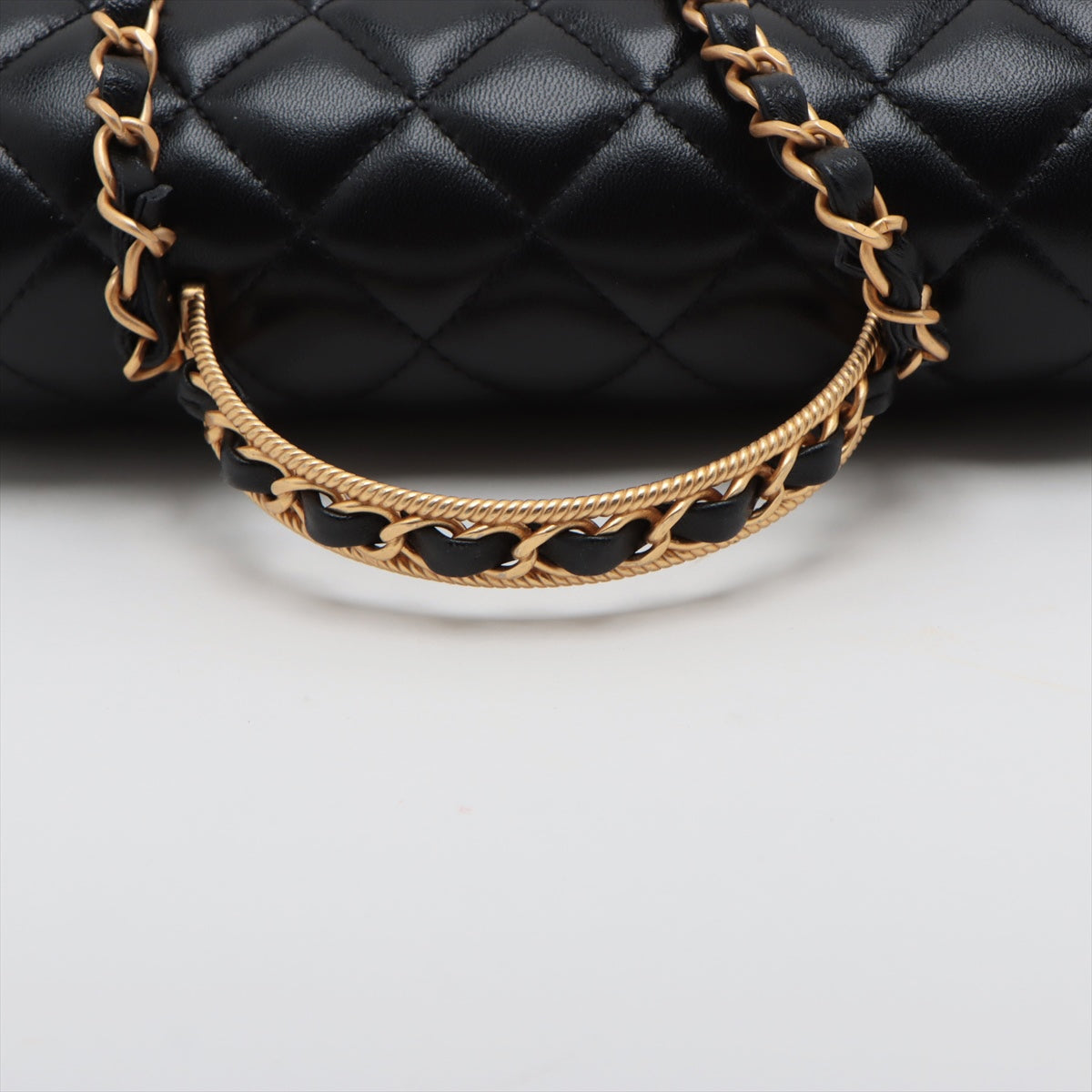 Chanel Matelasse Lambskin 2way shoulder bag Top handle Black Gold Metal fittings
