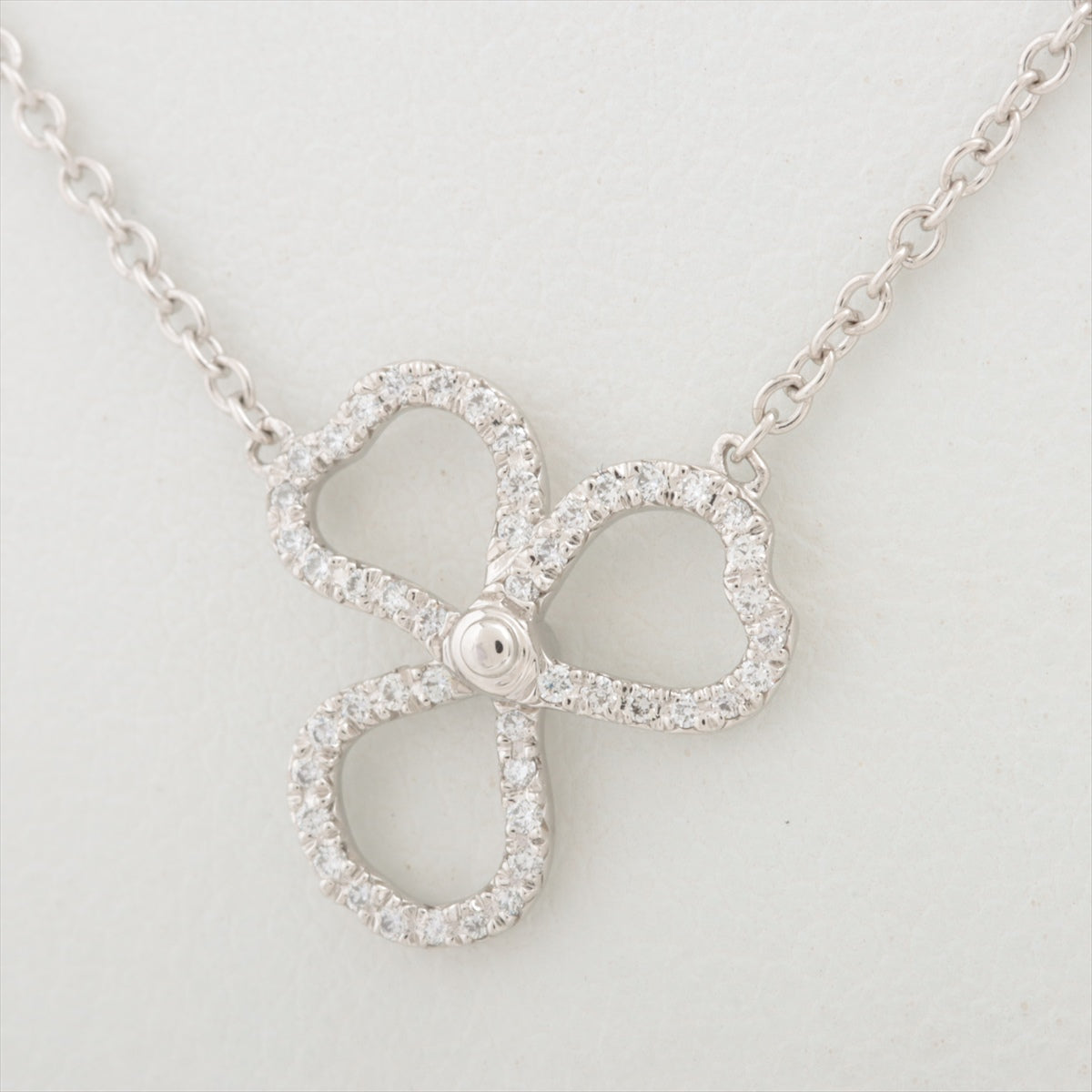 Tiffany Paper flowers Diamond Open flower diamond Necklace Pt950 2.7g
