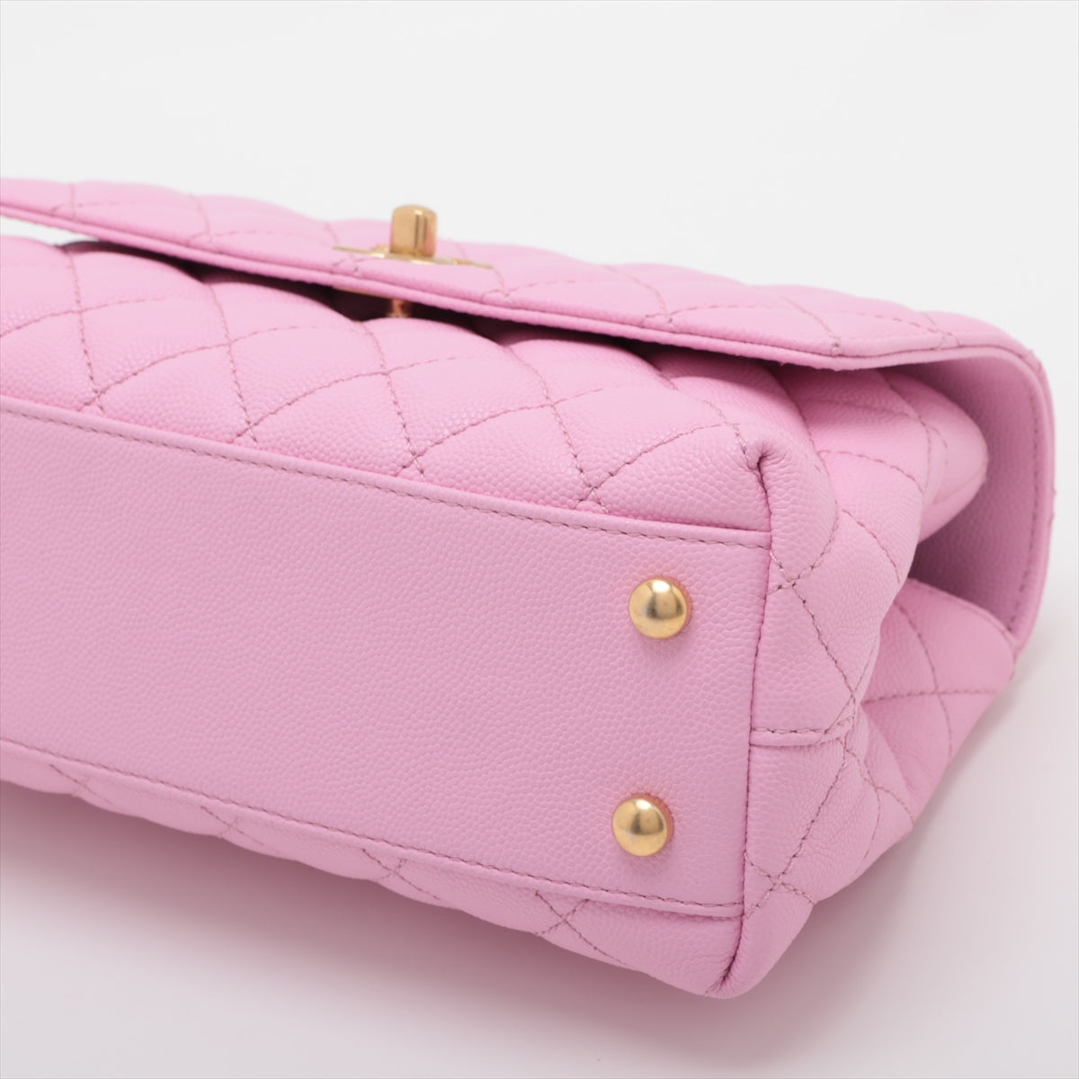 Chanel Coco handle 24 XS Caviarskin 2way handbag Pink Gold Metal fittings A92990