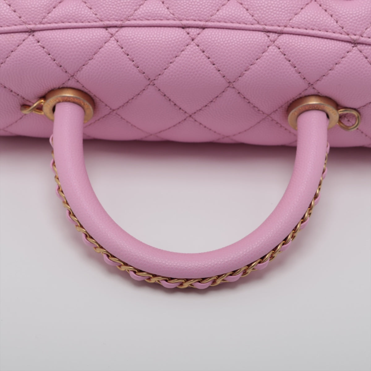 Chanel Coco handle 24 XS Caviarskin 2way handbag Pink Gold Metal fittings A92990