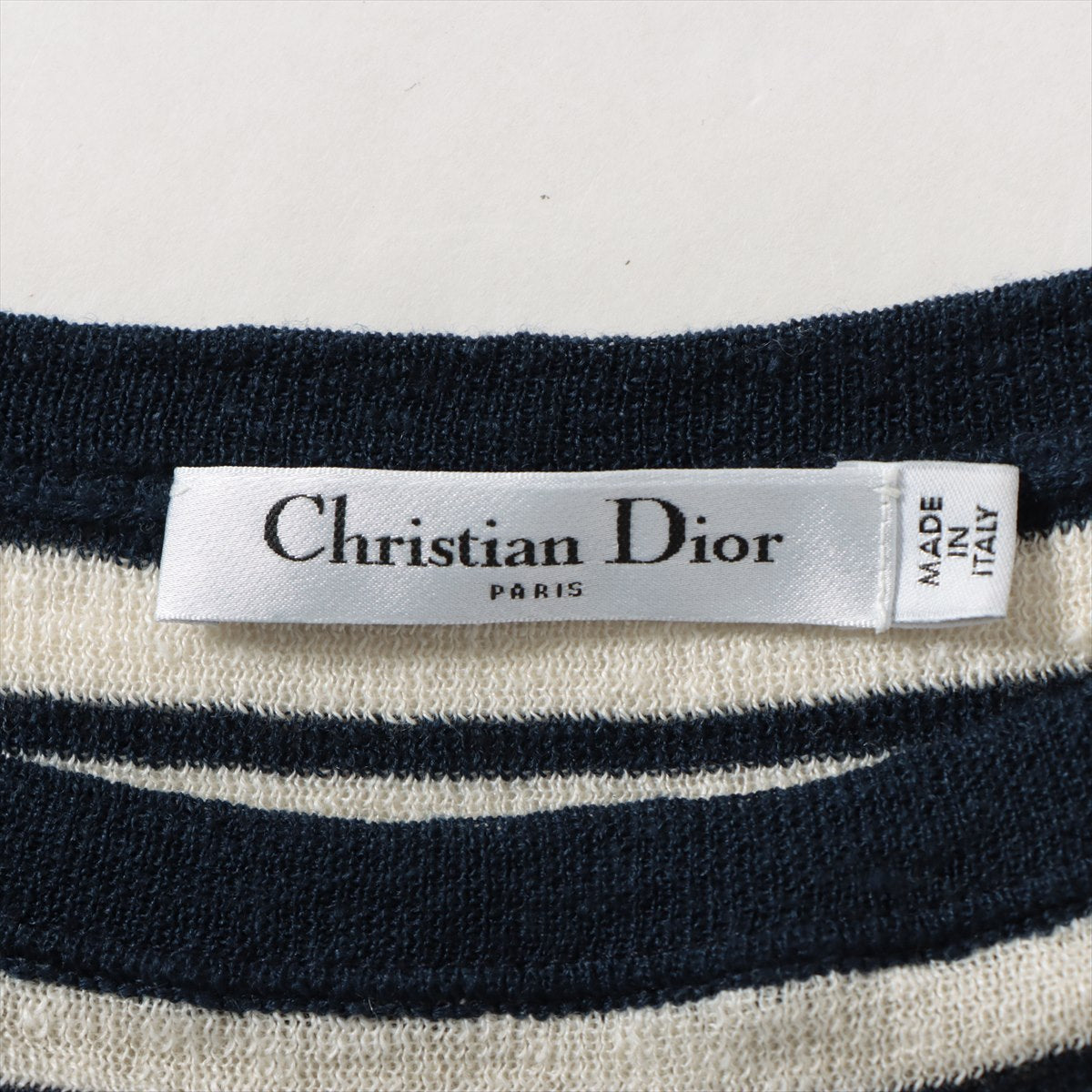 Christian Dior Linen x cashmere Knit F36 Ladies' White x navy  244S97AM733