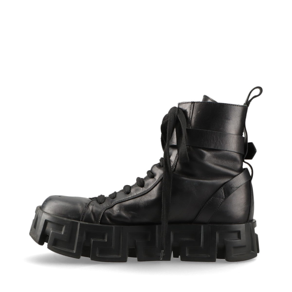 VERSACE TriGreca Leather High-top Sneakers EU42 1/2 Men's Black