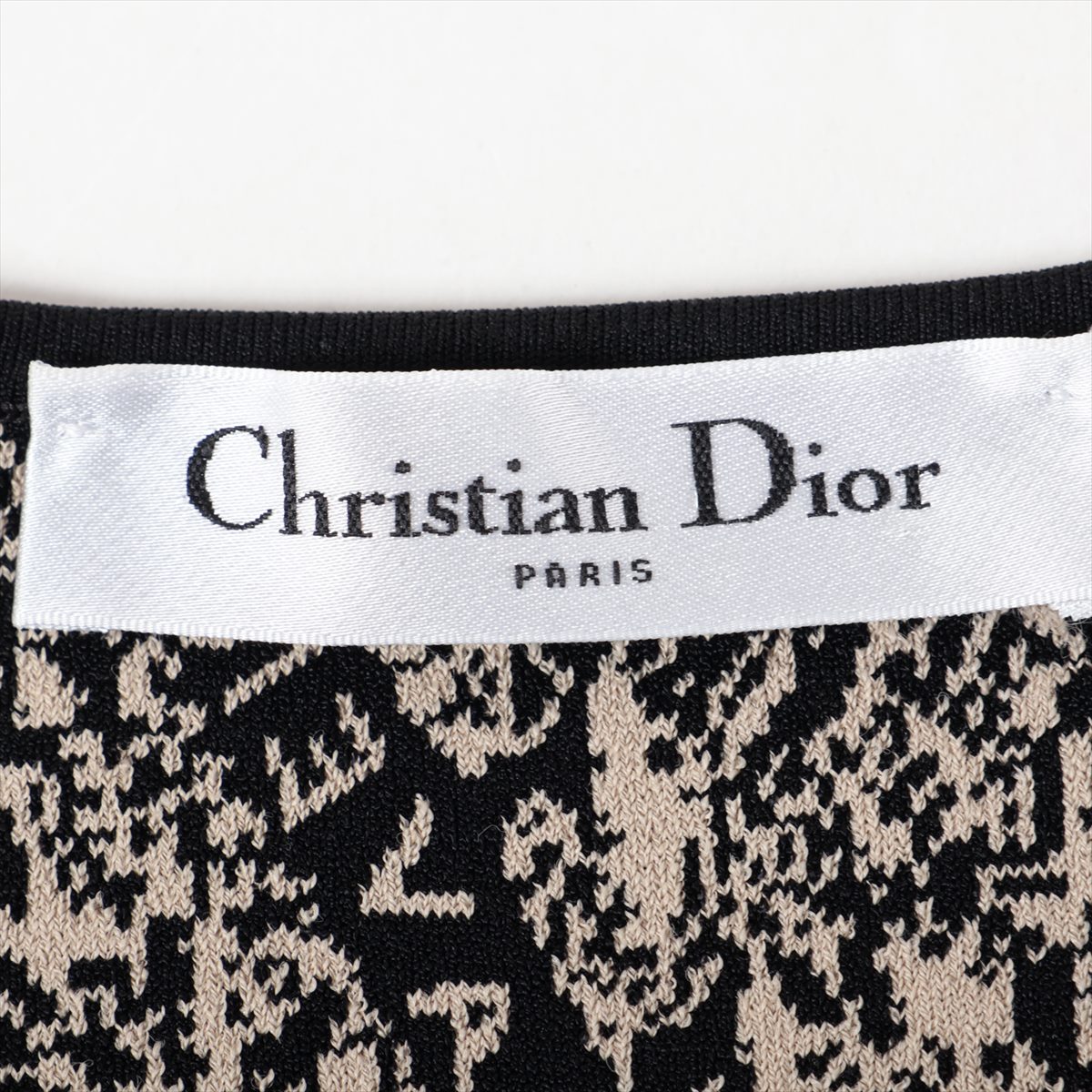 Christian Dior 23-24AW Polyester × Rayon Knit dress I38 Ladies' black x beige  354R04AM505
