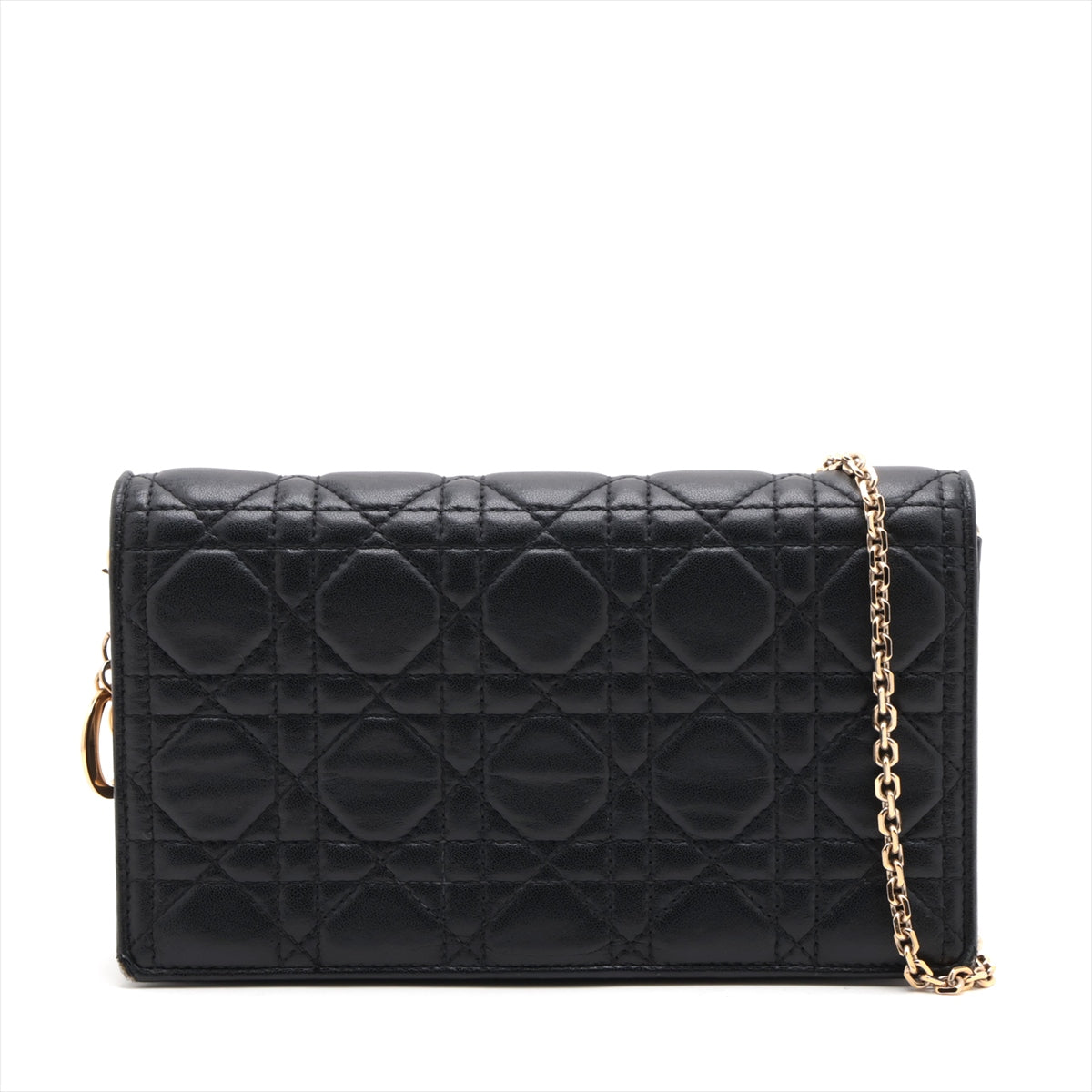 Christian Dior Cannage Leather Chain wallet Black