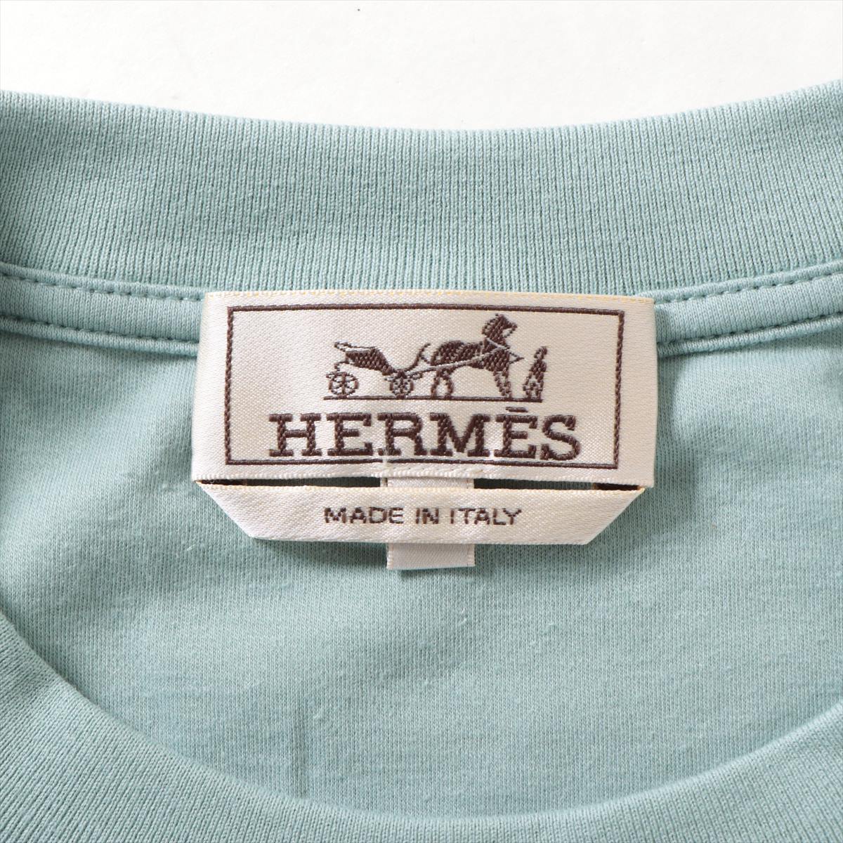 Hermès 22AW Cotton x Cashmere T-shirt XL Men's Blue  mega chariot Horse