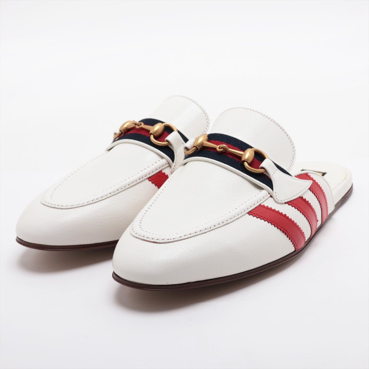 Gucci x adidas Horsebit Leather Mule 10 Men's Red x white 721481 Slipper Three Stripes There is a storage bag