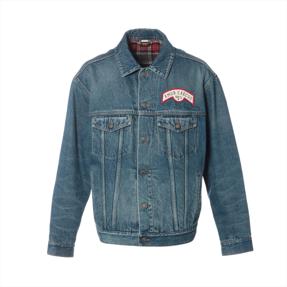 Gucci GG 19SS Cotton Denim jacket 46 Men's Blue  475024 Flocky logo Oversized