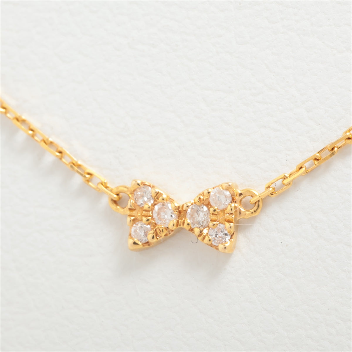 aget Ribbon diamond Necklace K18(YG) 1.0g 0.03