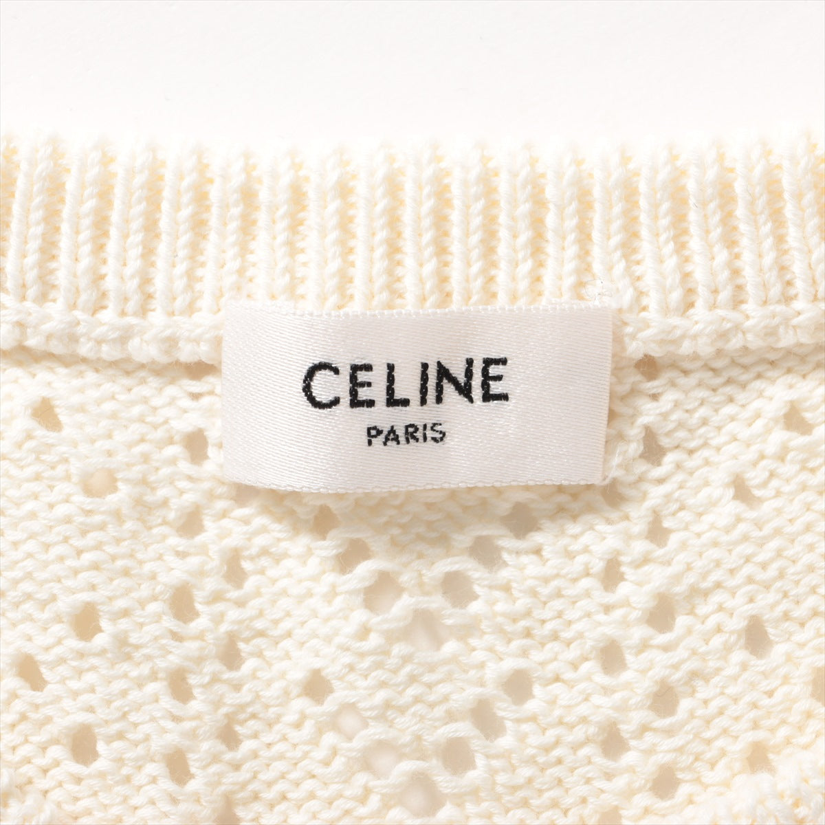 CELINE Triomphe 23SS Cotton Knit dress XS Ladies' Ivory  2ADW3307V